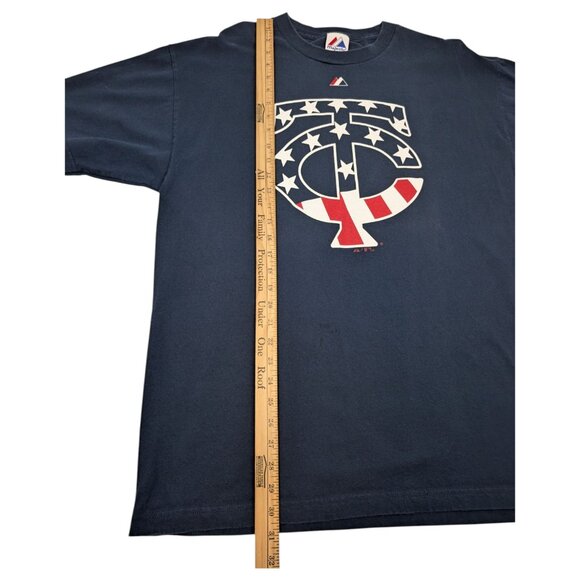 Majestic TC Minnesota Twins MLB Shirt Mens XL Blue Patriotic USA - Picture 8 of 8
